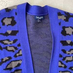 Splendid vibrant animal print long cardigan sweater
